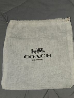 Coach White Cotton Drawstring Logo Dust Bag